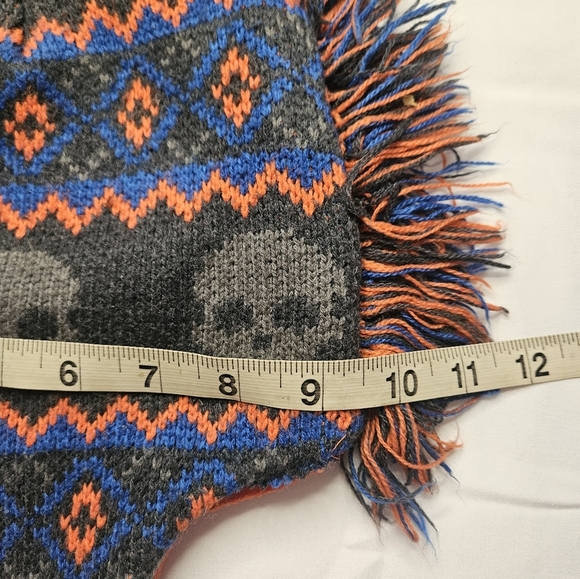 Unbranded Boys Gray, Blue And Orange Skull Mohawked Winter Hat With Ear Flaps - Picture 5 of 8